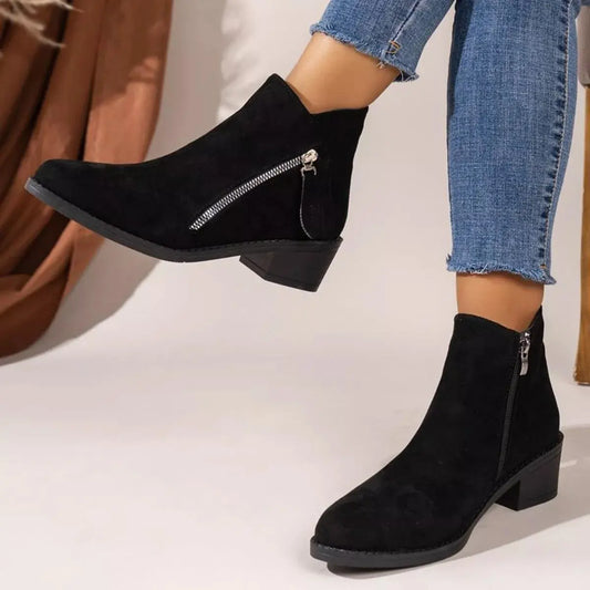 Point Toe Block Heels Boots Simply Love