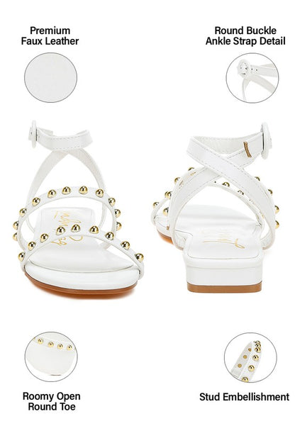 Chic studded flats with ankle strap