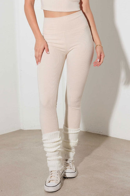 Le Lis Ribbed Crop Cami and High Waist Brushed Leggings Set.