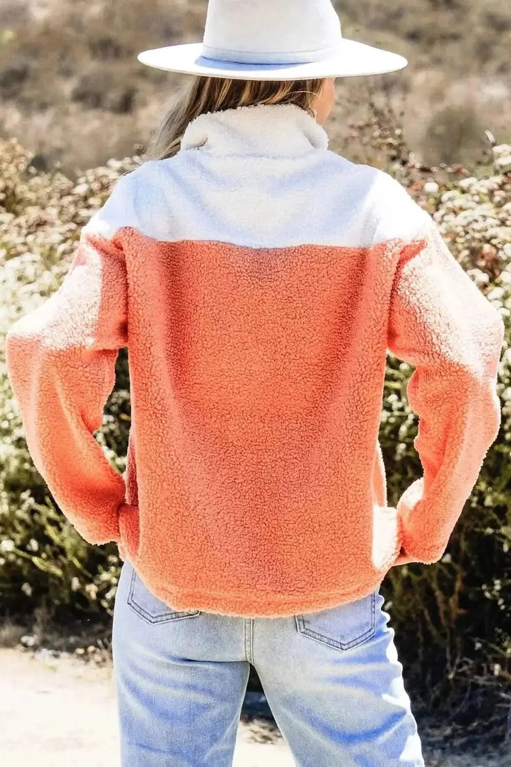 Contrast Half Zip Long Sleeve Sweatshirt - Love Salve 