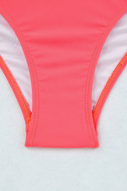 Chic pink scalloped high waist criss-cross bikini