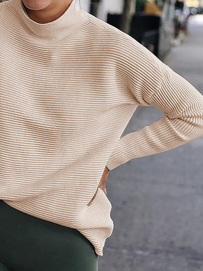 Ribbed Mock Neck Long Sleeve Sweater.