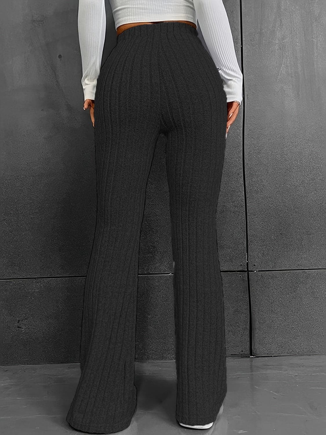 Ribbed High Waist Bootcut Pants.