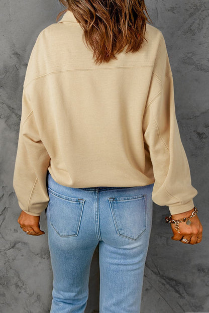 Half Snap Long Sleeve Sweatshirt.