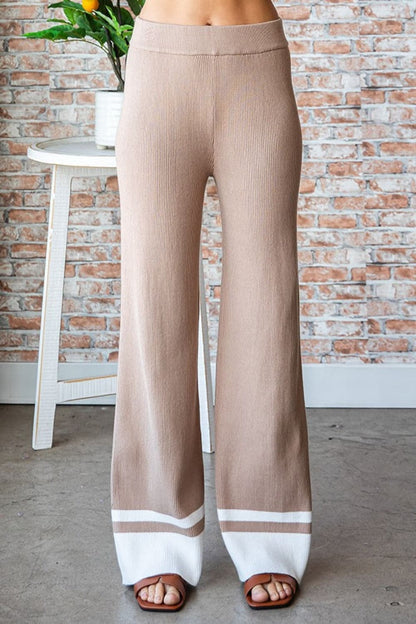 First Love Contrast Ribbed Knit Pants.