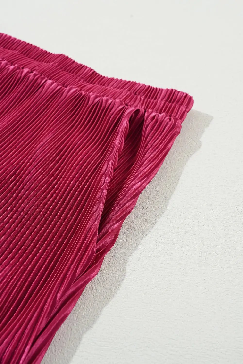 Rose Red Plus Size Ribbed Long Sleeve Shirt and Pants Pajama Set - Love Salve 