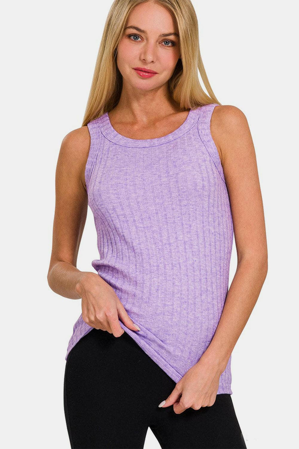 Zenana Ribbed Round Neck Tank.