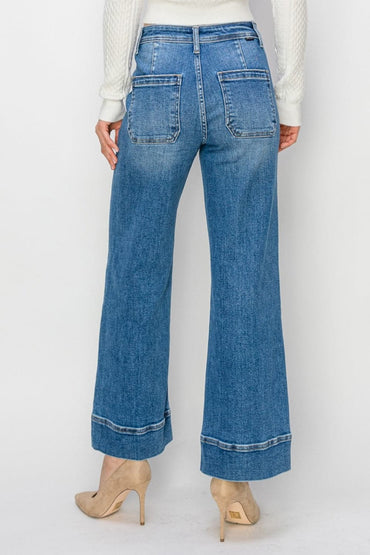 Risen Full Size High Rise Wide Leg Jeans.