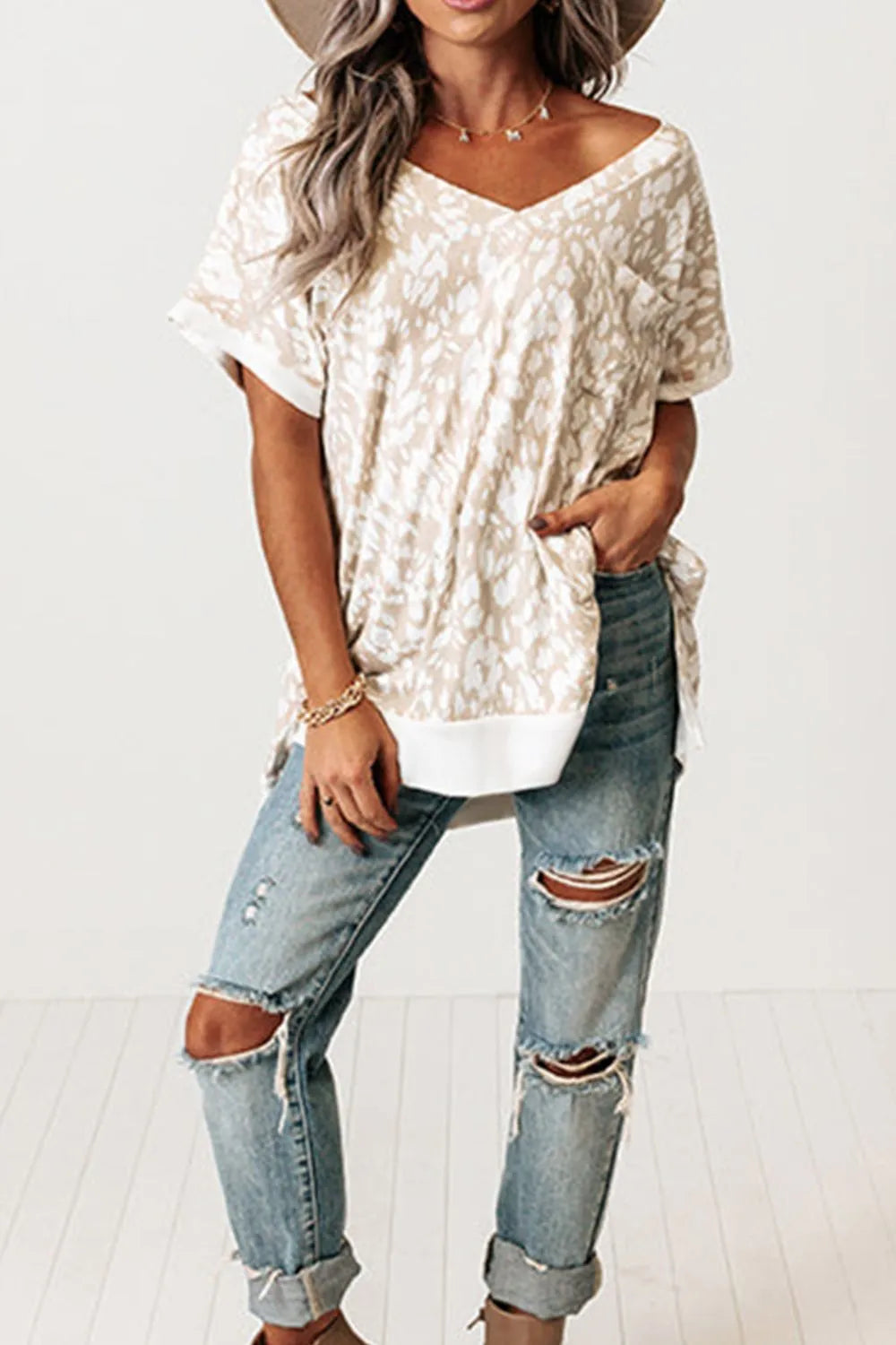 Simply Love: Leopard V-Neck T-Shirt