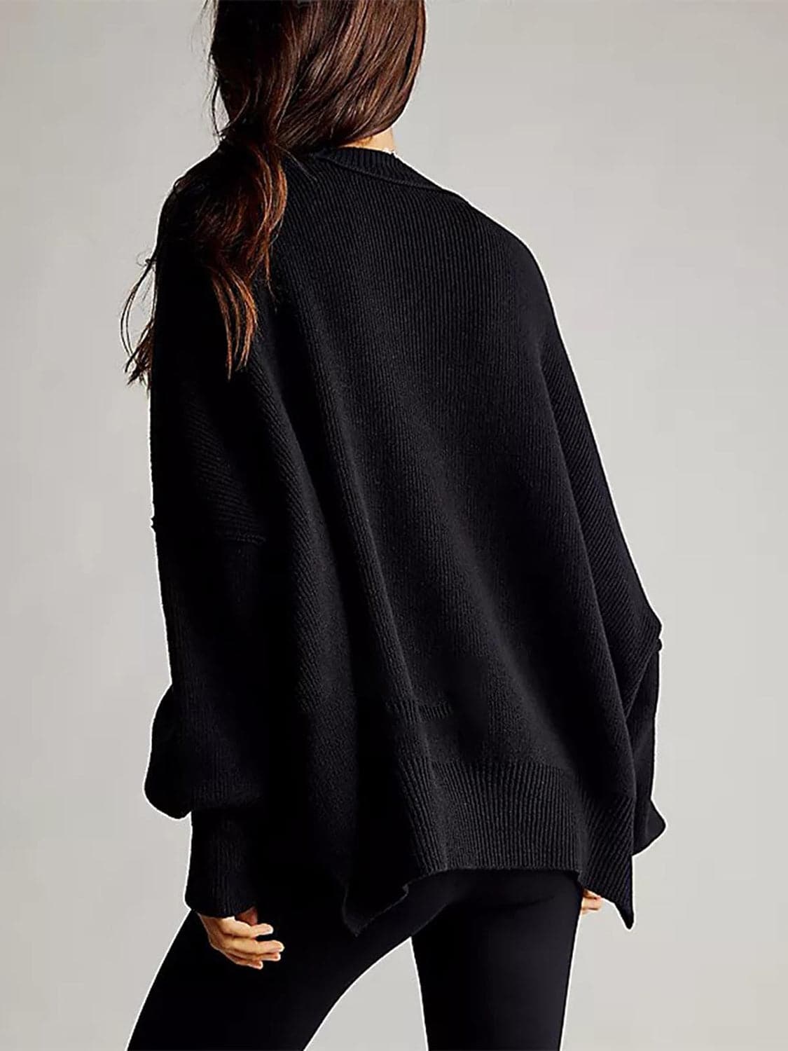 Cozy chic long sleeve sweater with side slits