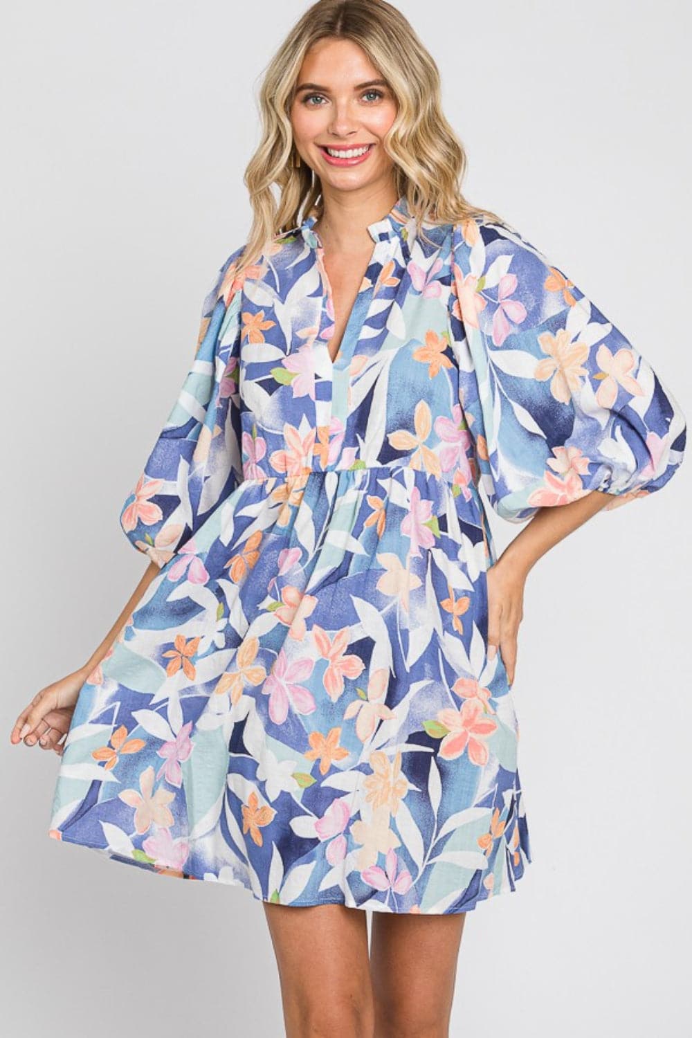 GeeGee Floral Print Mini Dress.