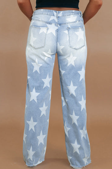 Beau Blue High Waist Plus Size Jeans with Star Motif