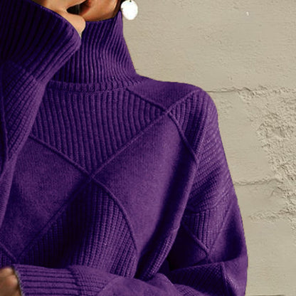 Geometric Turtleneck Long Sleeve Sweater.