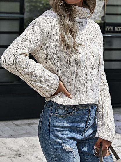 Cable-Knit Turtleneck Sweater.