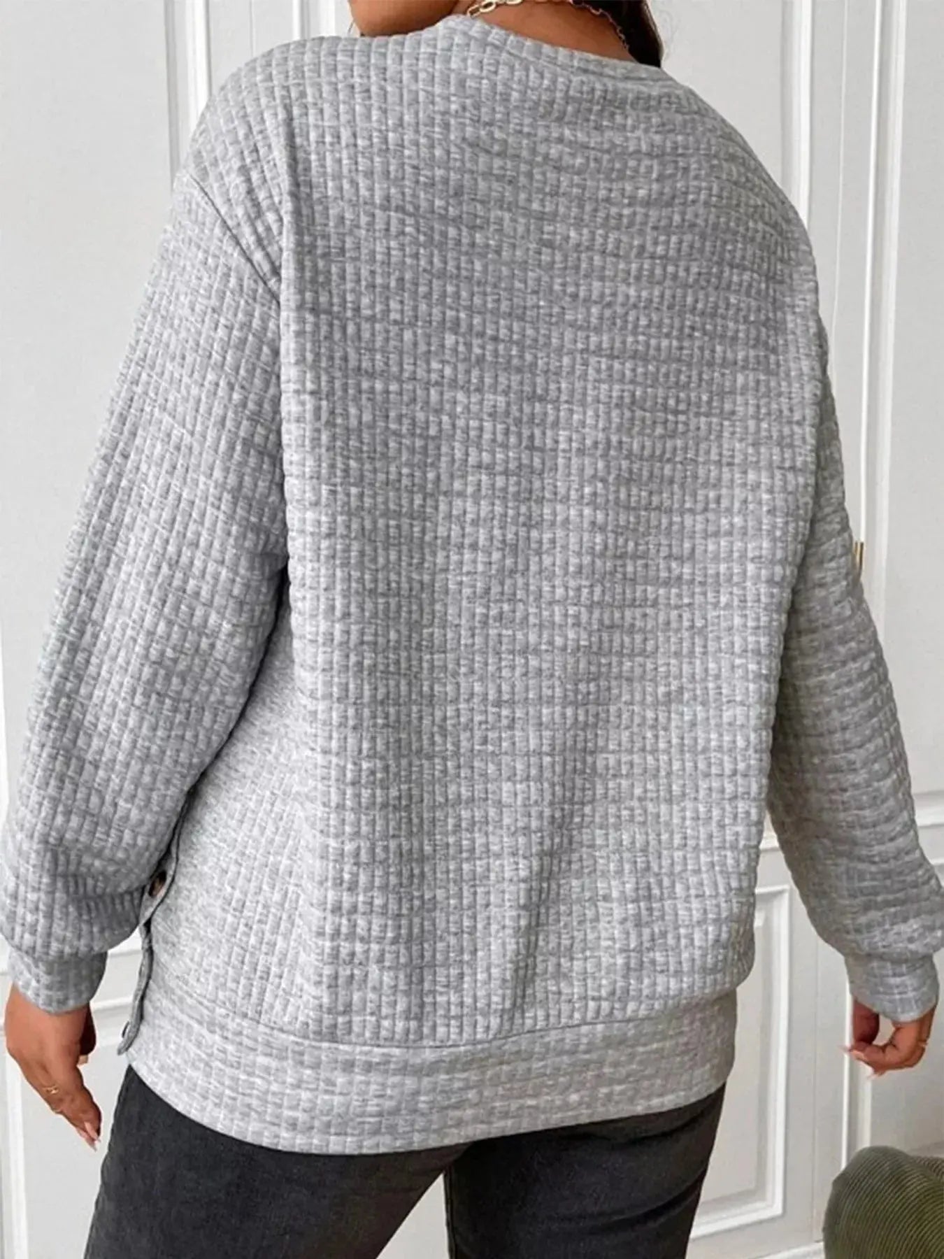Textured Round Neck Sweatshirt Simply Love