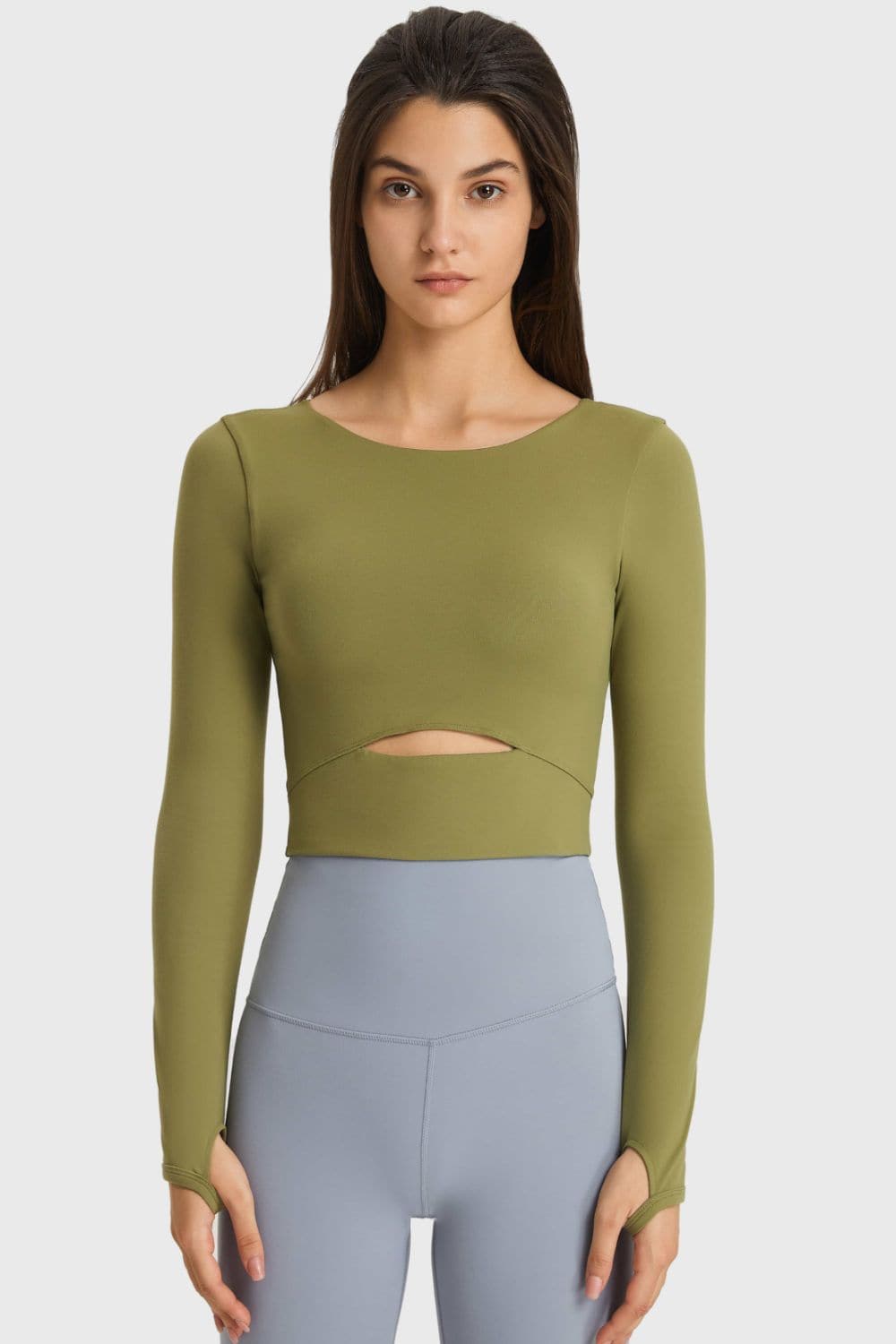 Cutout Long Sleeve Cropped Sports Top.