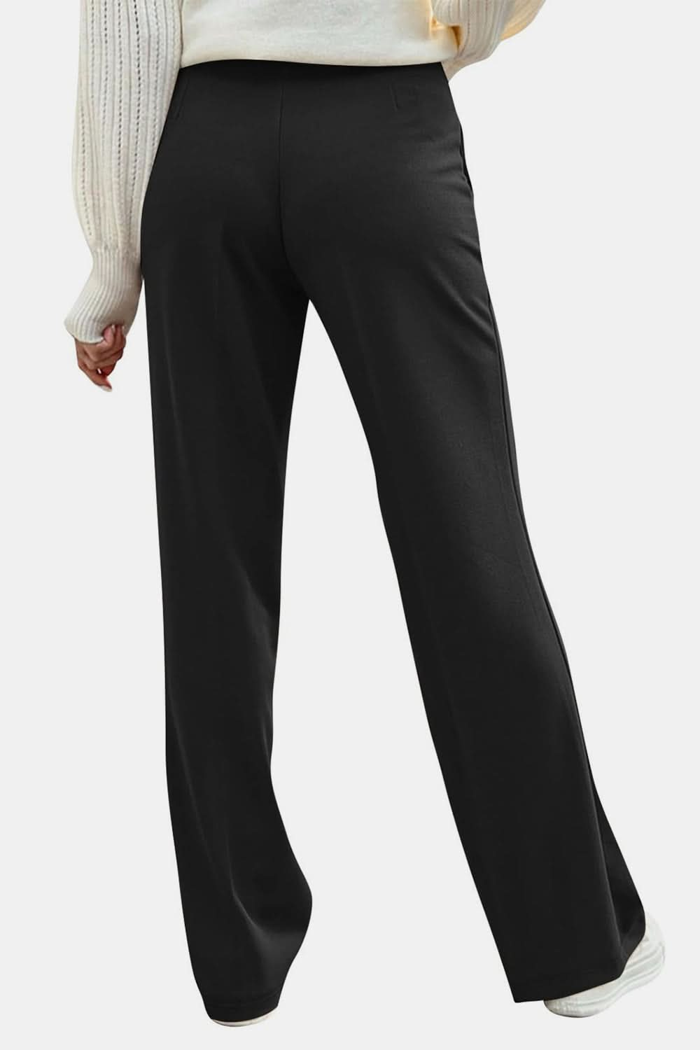 Button-Detail High Waist Trousers