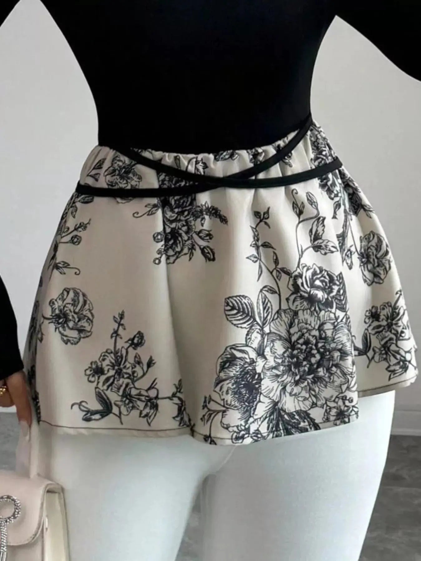 Floral Print Peplum Hem Long Sleeve Top Simply Love