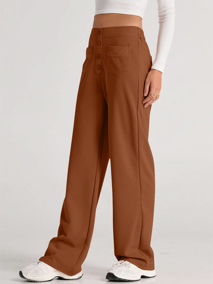 High Rise Wide Leg Trousers with Pockets