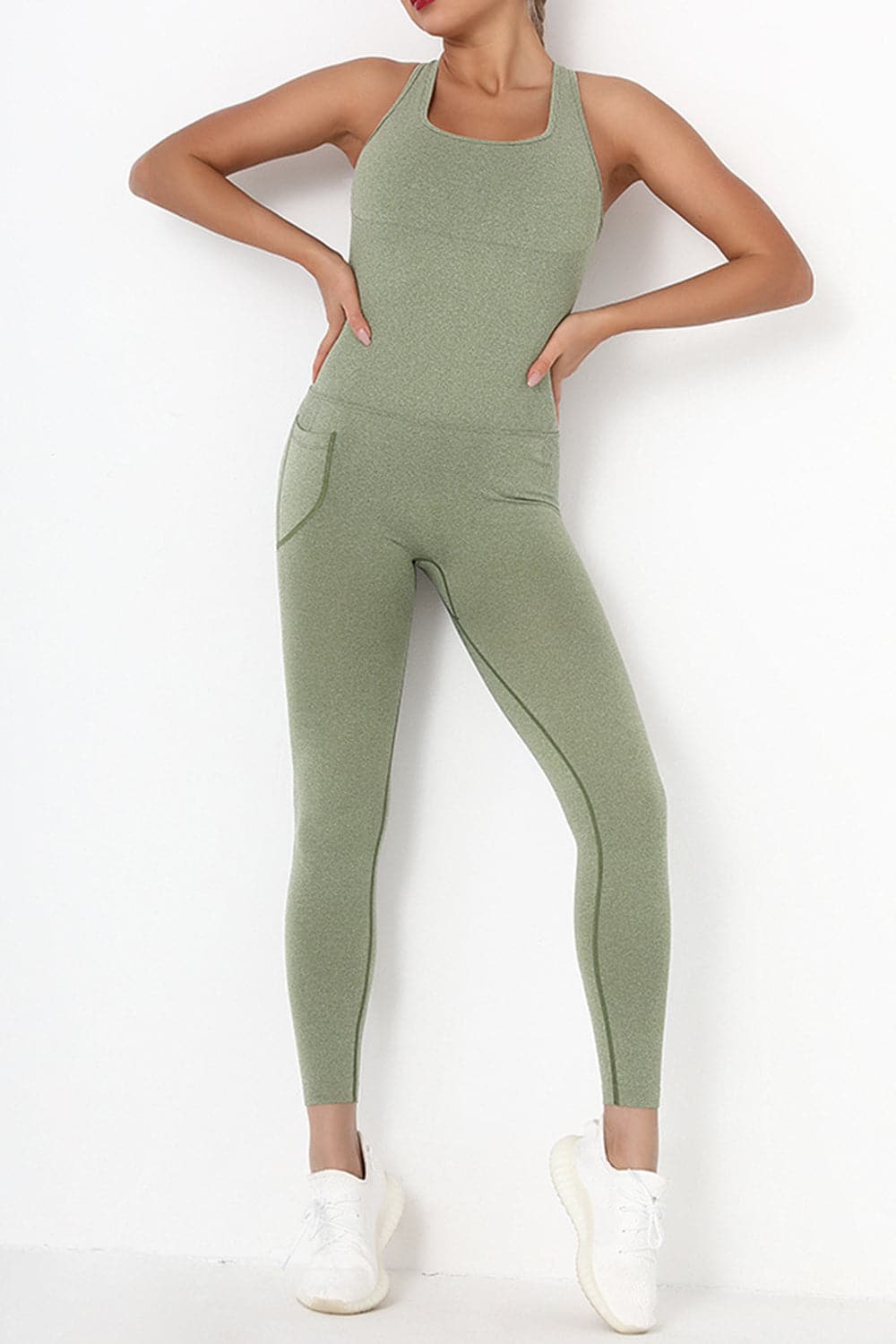 Crisscross Wide Strap Active Jumpsuit.