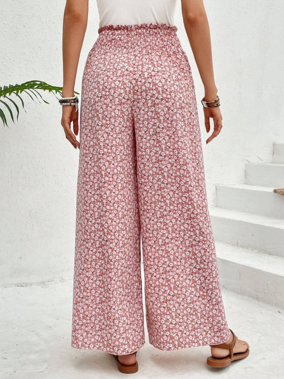 Tied Printed Wide Leg Pants.