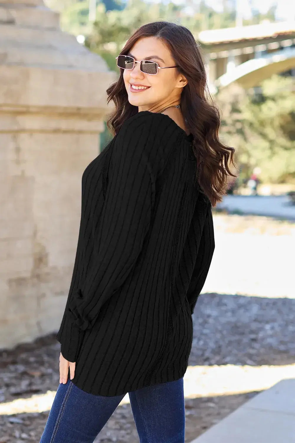 Basic Bae Full Size Ribbed Round Neck Long Sleeve Knit Top - Love Salve
