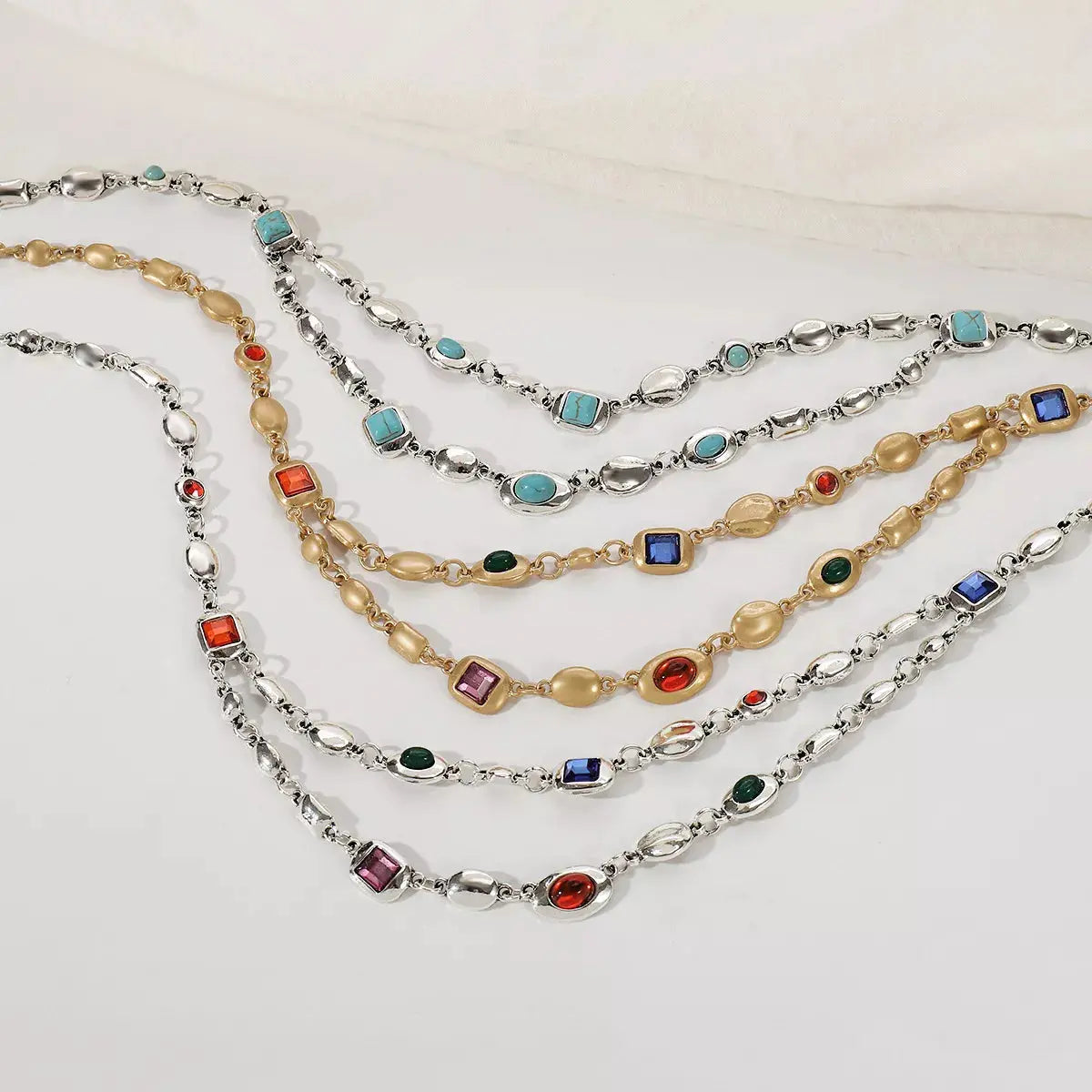 Vintage Multi-Gemstone Double Layered Necklace Simply Love