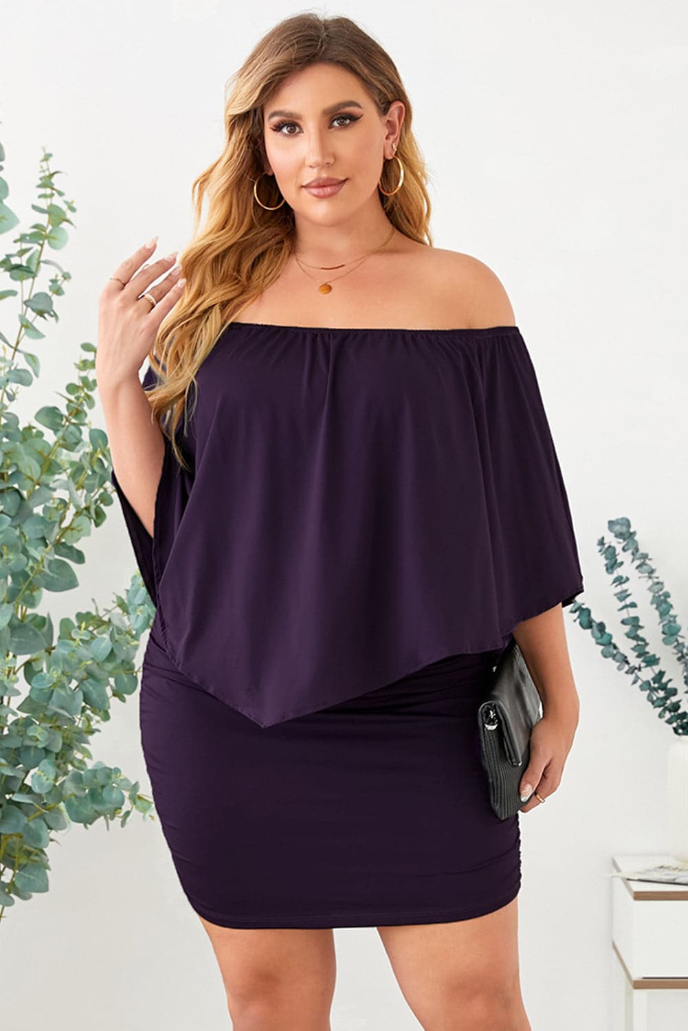 Full Size Off-Shoulder Half Sleeve Dress.