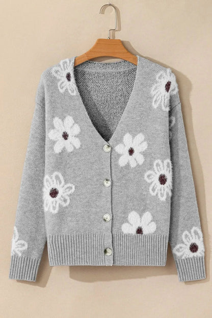 Floral button-up cardigan, long sleeve