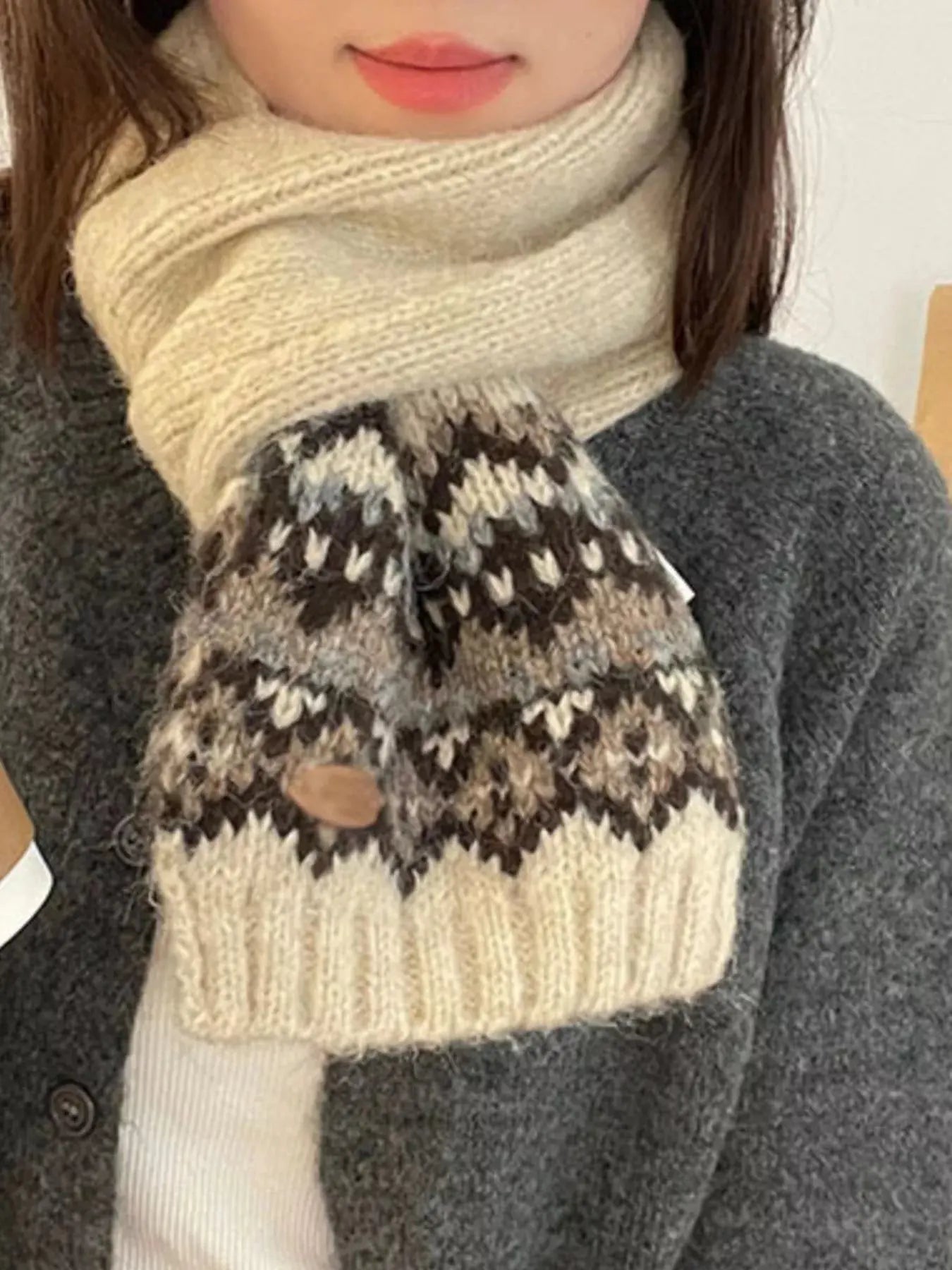 Nordic Pattern Knitted Winter Scarf Simply Love
