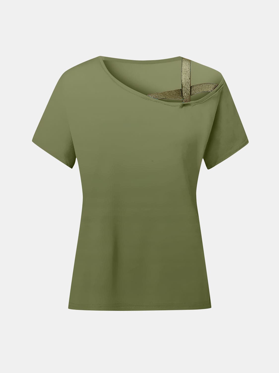 Chic asymmetrical neck tee with short sleeves