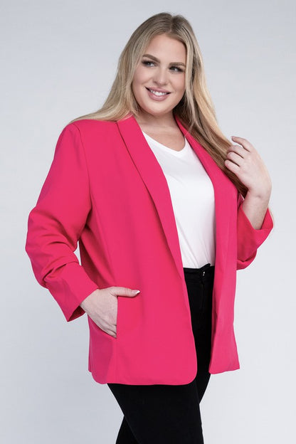 Plus-Size Shawl Lapel Blazer