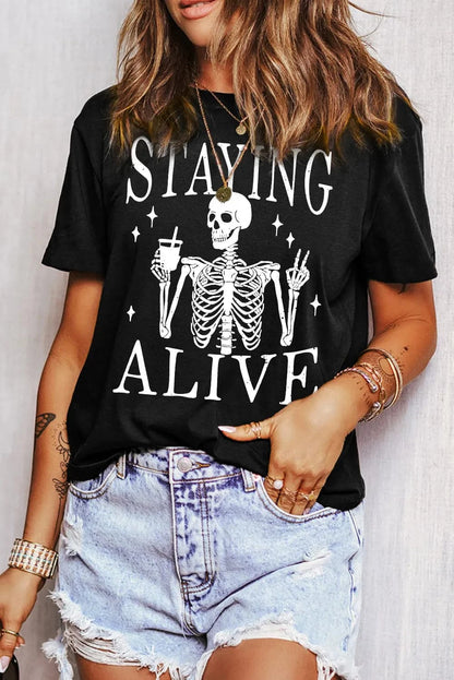 Graphic Round Neck Short Sleeve T-ShirtFeatures: Basic style
Sheer: Opaque
Stretch: Slightly stretchy
Material composition: 62% polyester, 32% cotton, 6% elastane
Care instructions: Machine wash cold. TumLove Salve Graphic Round Neck Short SleeveT-Shirts