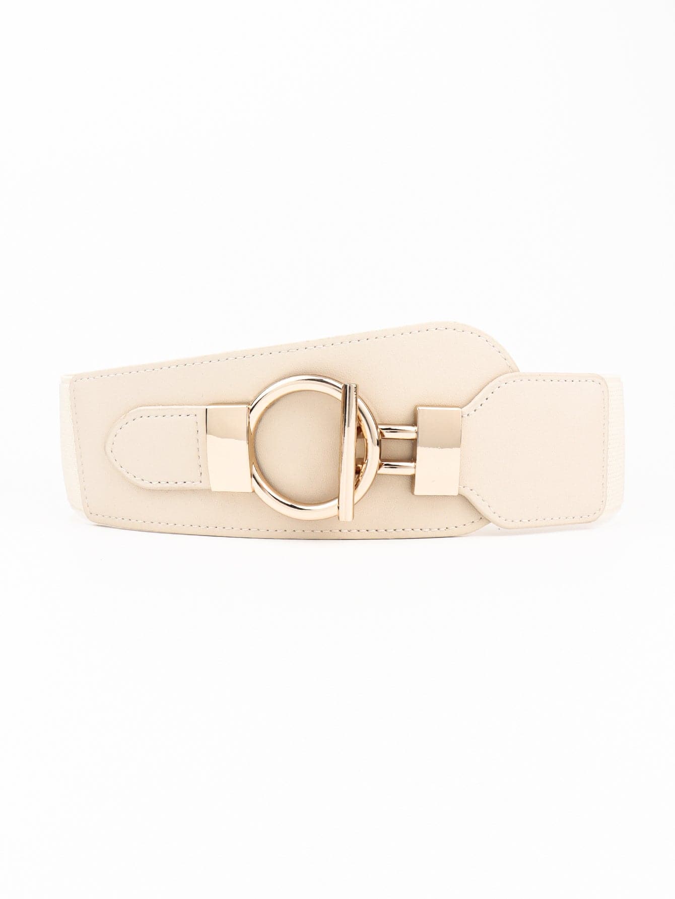 PU Elastic Wide Belt with Alloy Buckle.