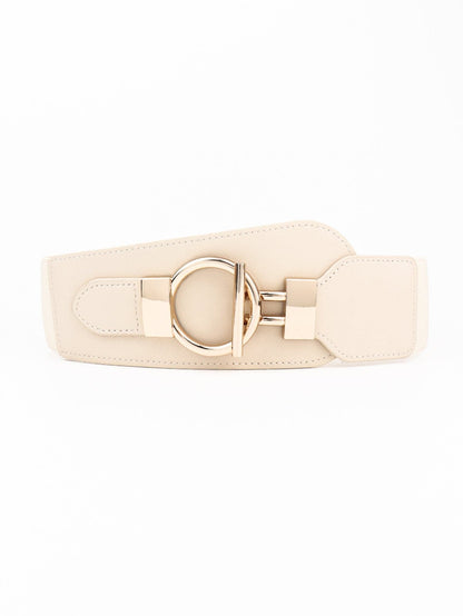 PU Elastic Wide Belt with Alloy Buckle.