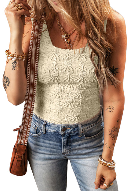 Elegant floral jacquard tank top