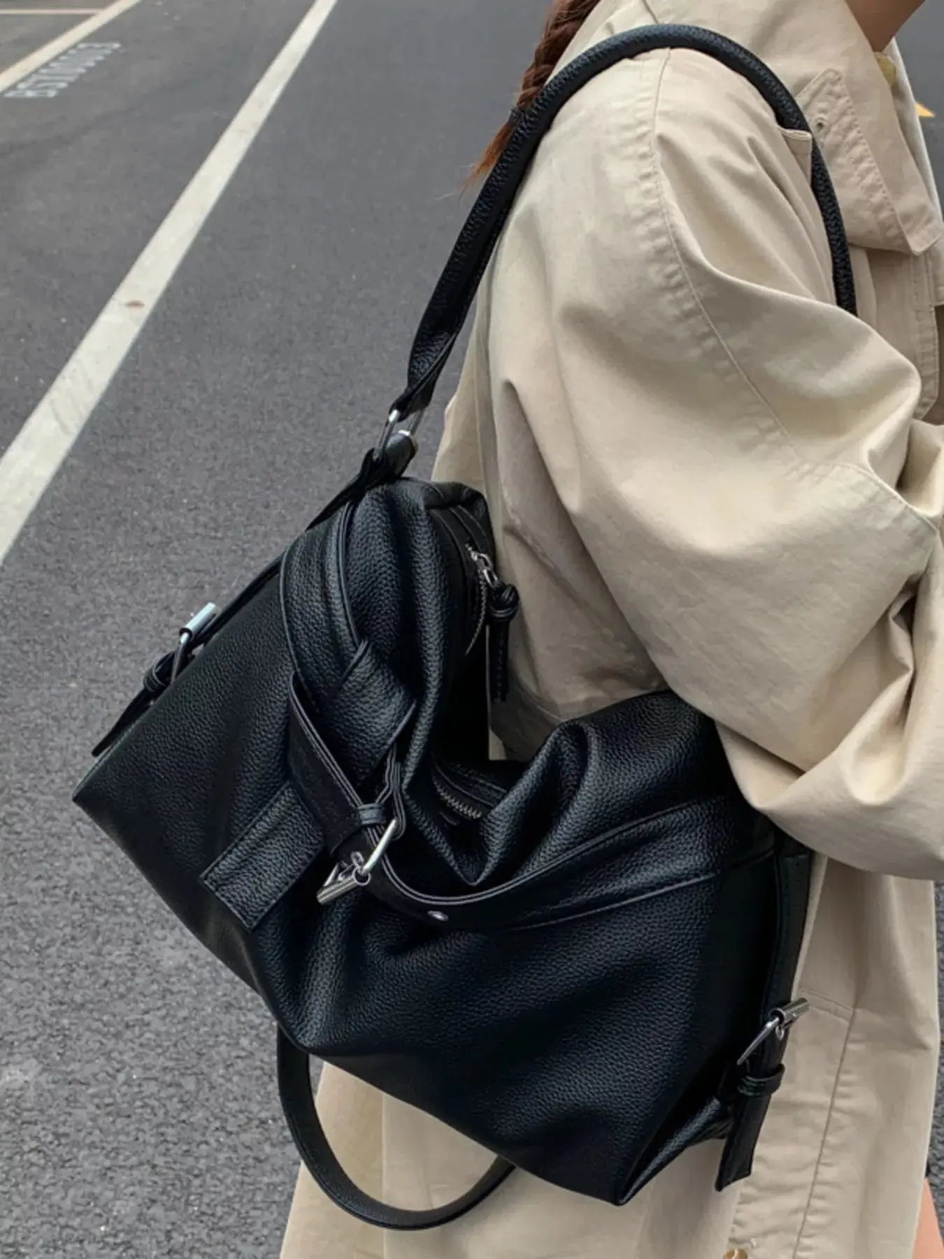 Decor Buckle Leather Shoulder Bag Simply Love