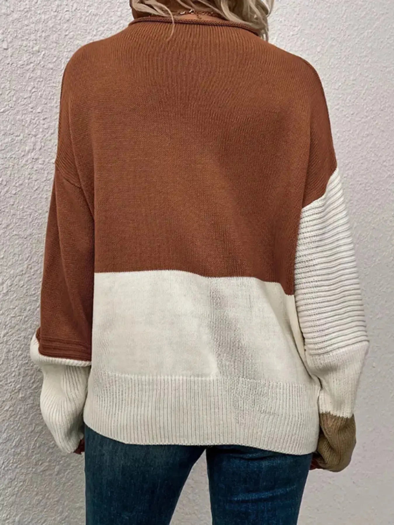 Color Block Ribbed Knit Sweater Simply Love