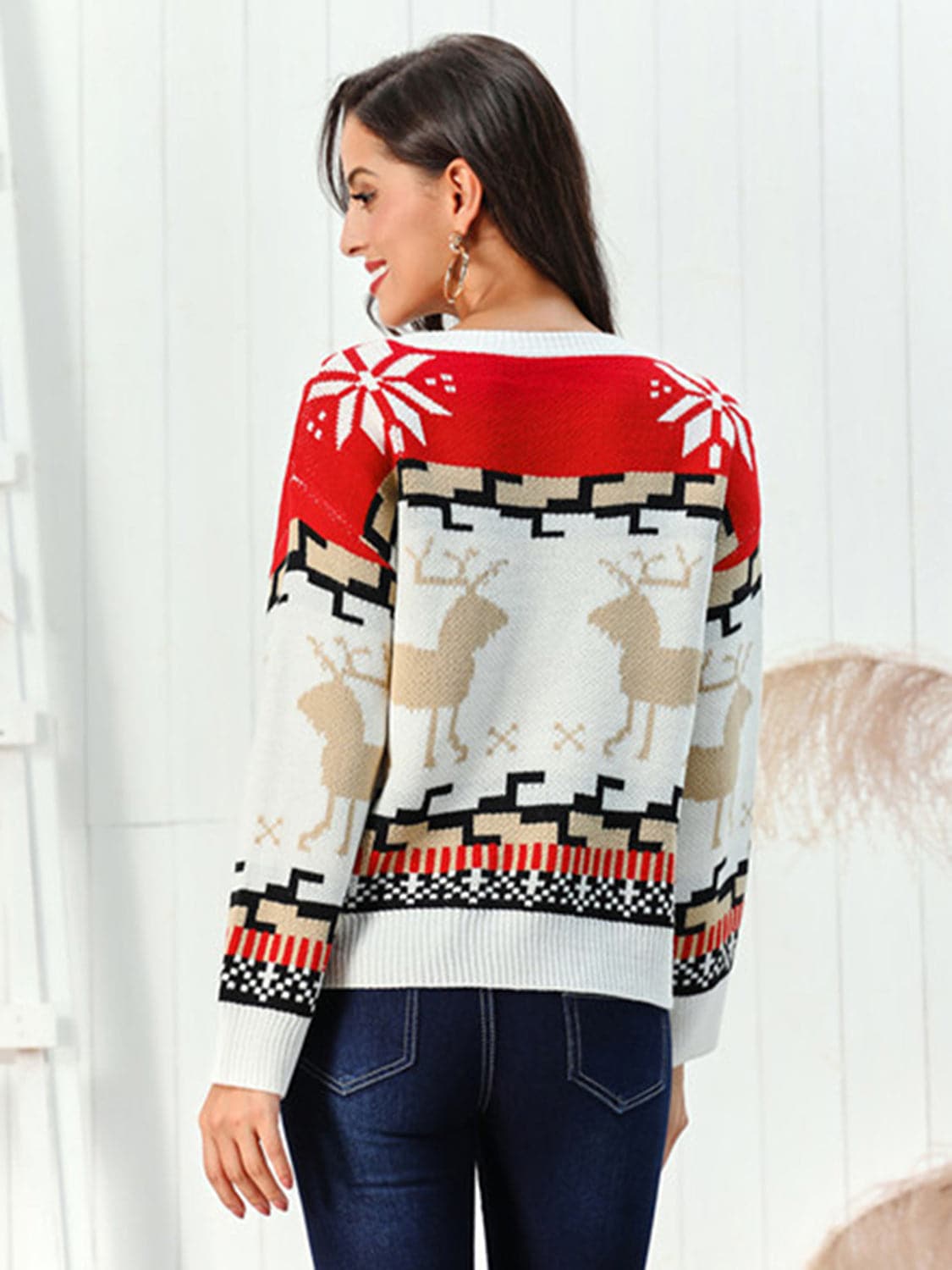 Reindeer Round Neck Sweater.