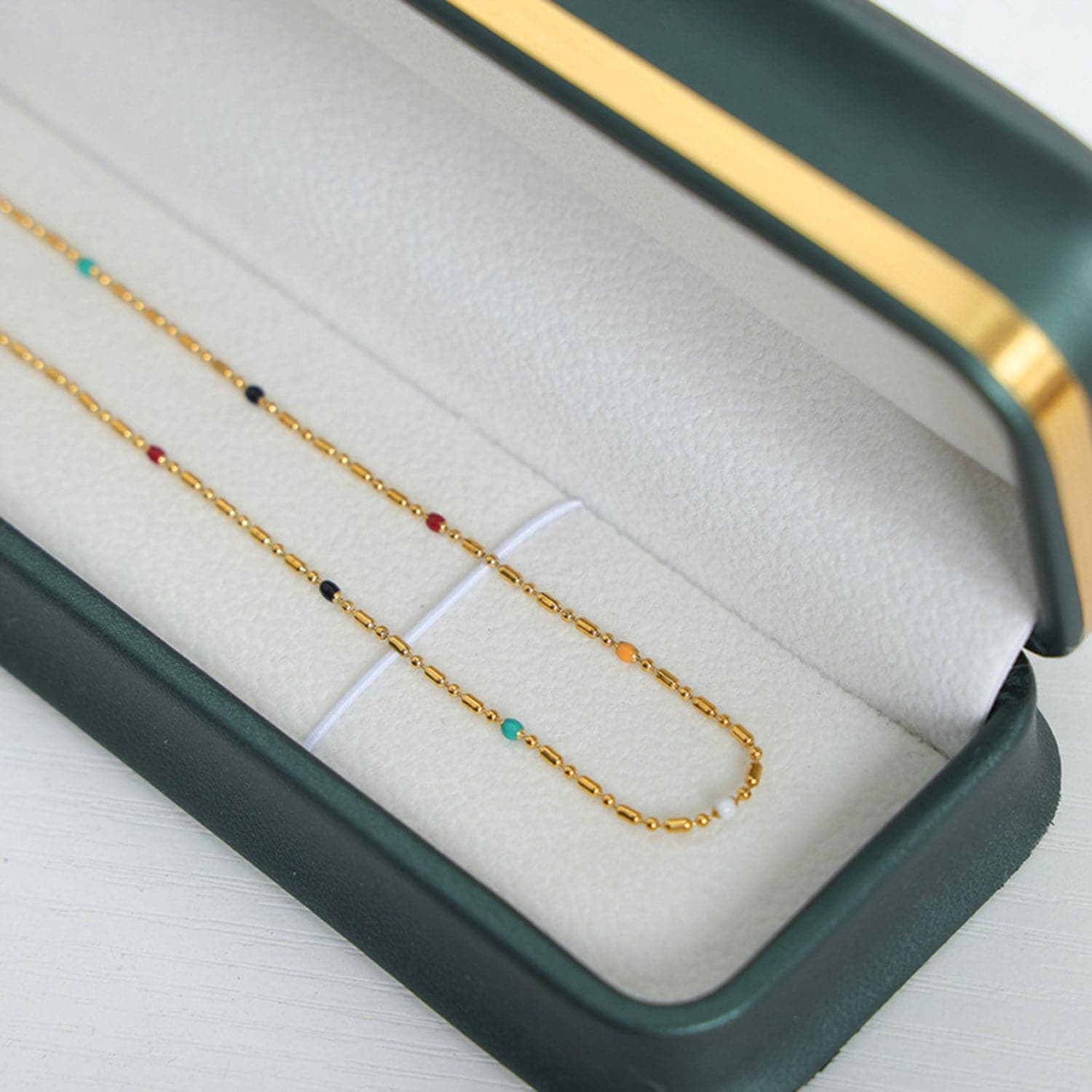 18K Gold-Plated Oil Drip Bead Necklace.