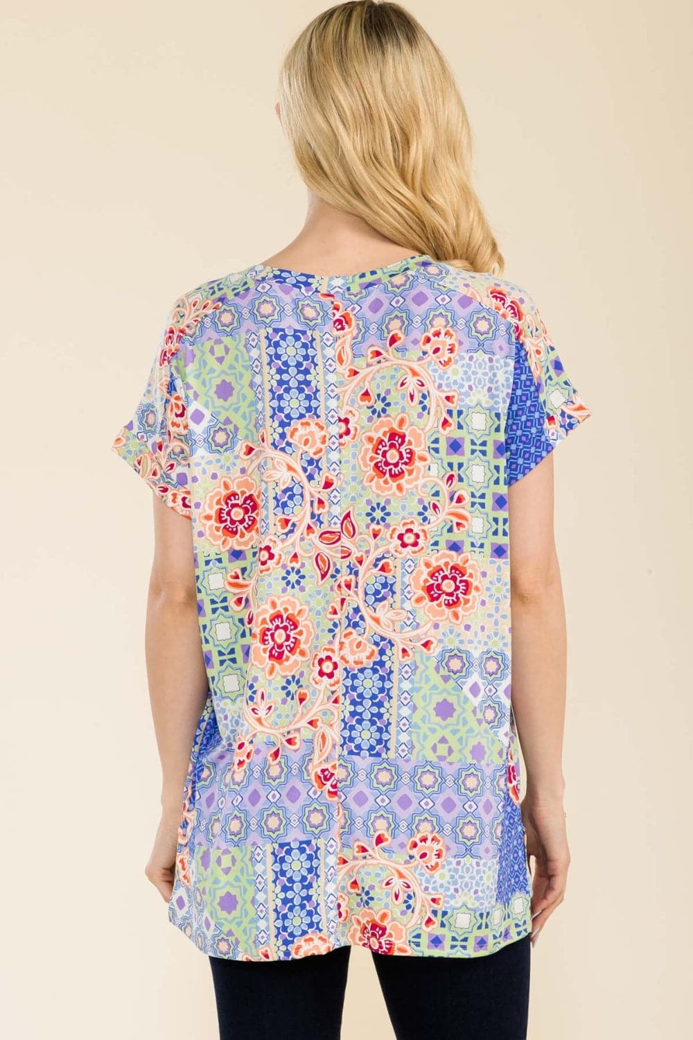 Celeste Full Size Round Neck Short Sleeve Floral T-Shirt.