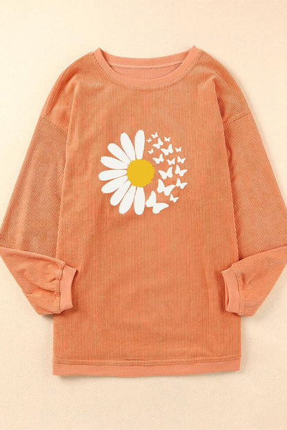 Graphic Round Neck Long Sleeve Sweatshirt.