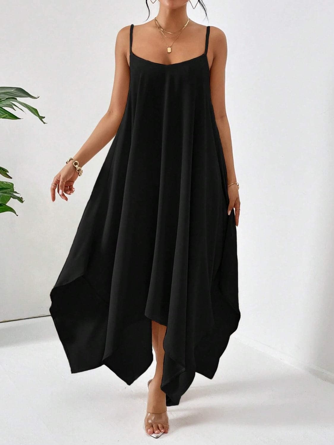 Scoop Neck Midi Cami Dress.