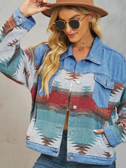 Chic geometric denim jacket