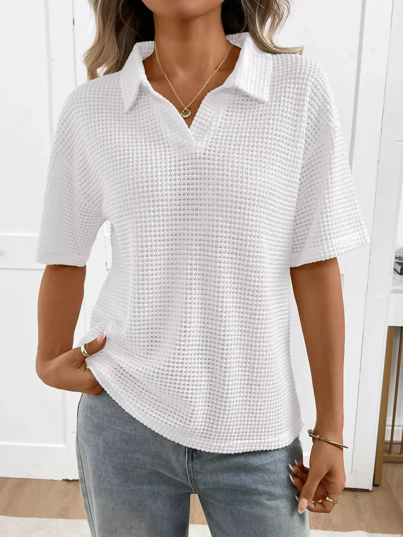 Striped Knit Short Sleeve Top Simply Love