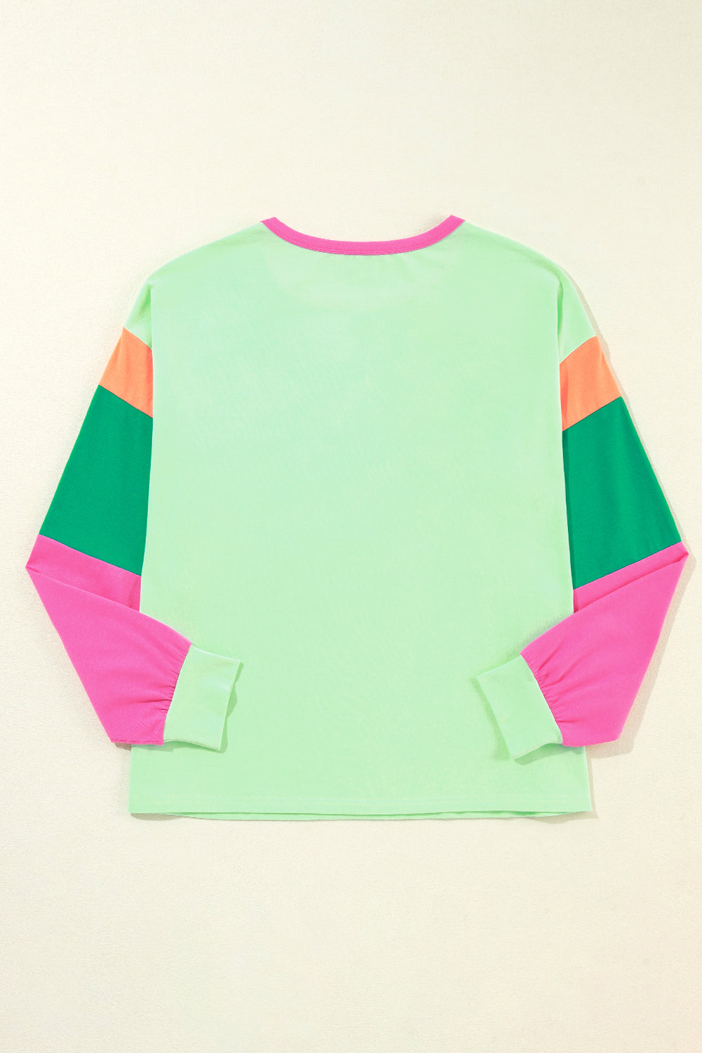 Green colorblock oversized long sleeve top