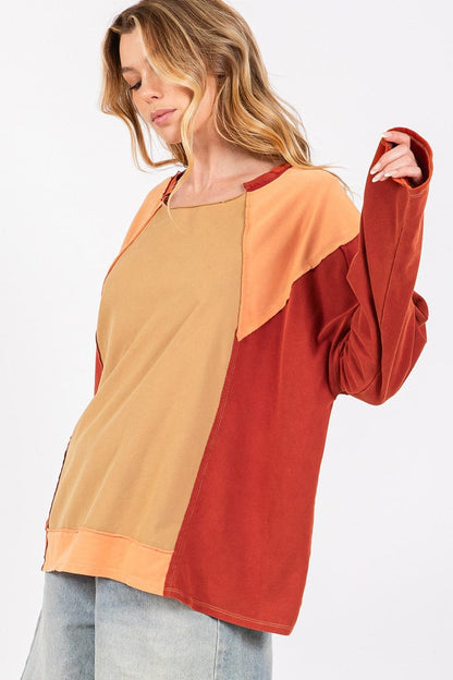 SAGE + FIG Mineral Wash Color Block Top.