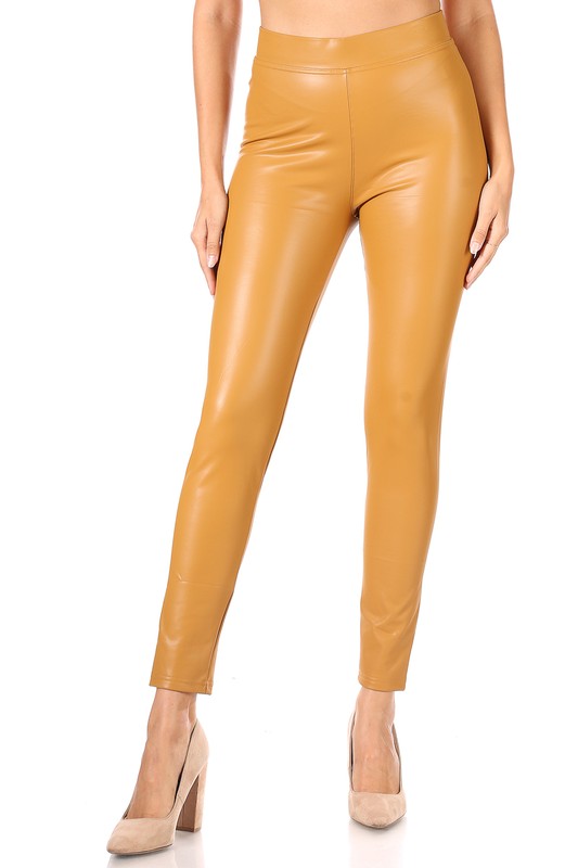 Fleece-lined skinny faux leather leggings