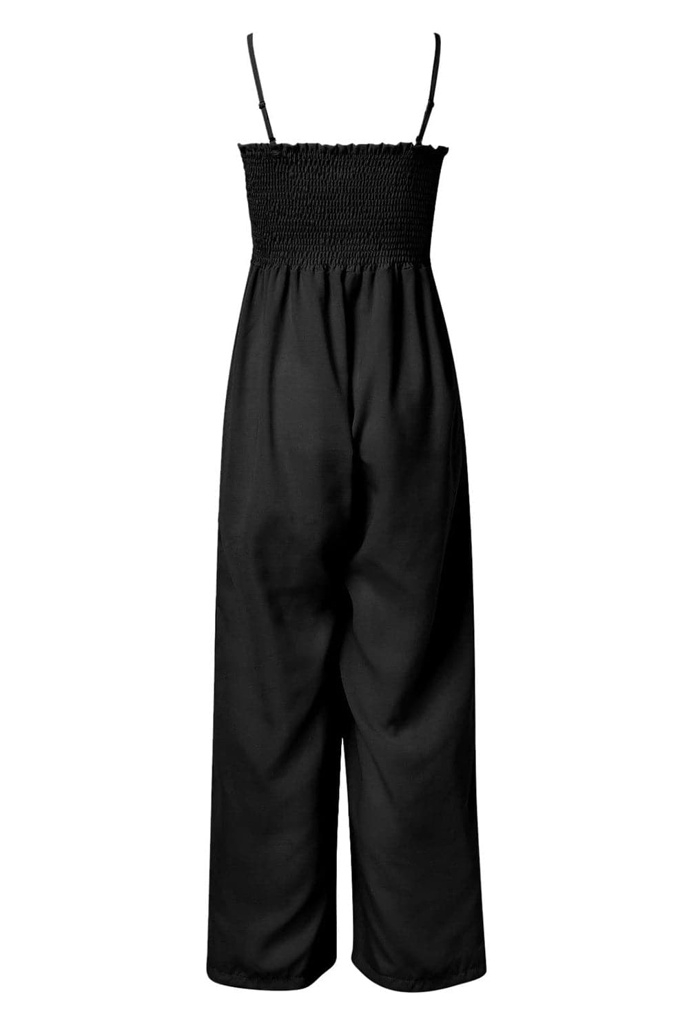 Smocked Spaghetti Strap Wide Leg Jumpsuit.