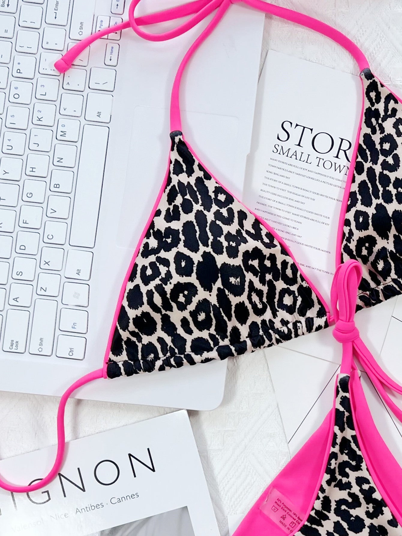 Bold & Wild: Pink Leopard Print Tie Bikini Set
